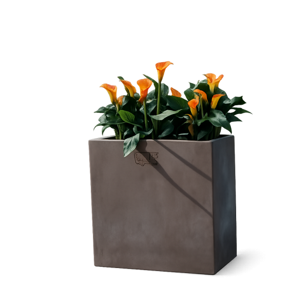 CASSATA – Hoher schmaler grauer Pflanzkasten aus Impruneta-Ton